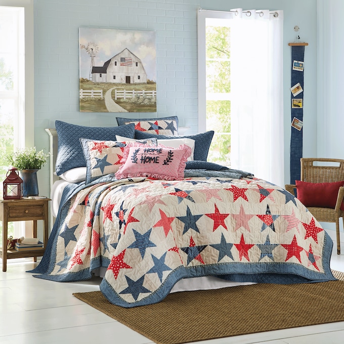 Stars and Stripes Oversized Quilt and Sham, , large