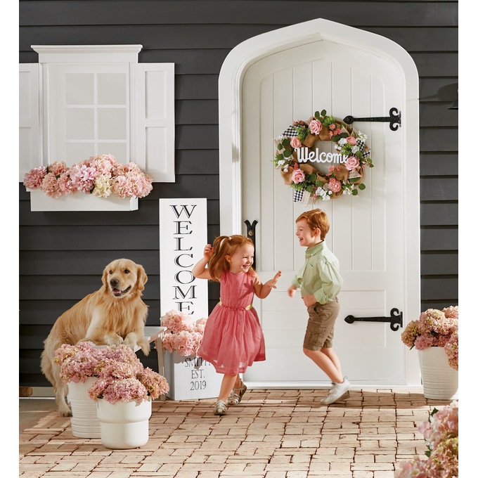 Outdoor Welcome Wreath with Burlap, , large
