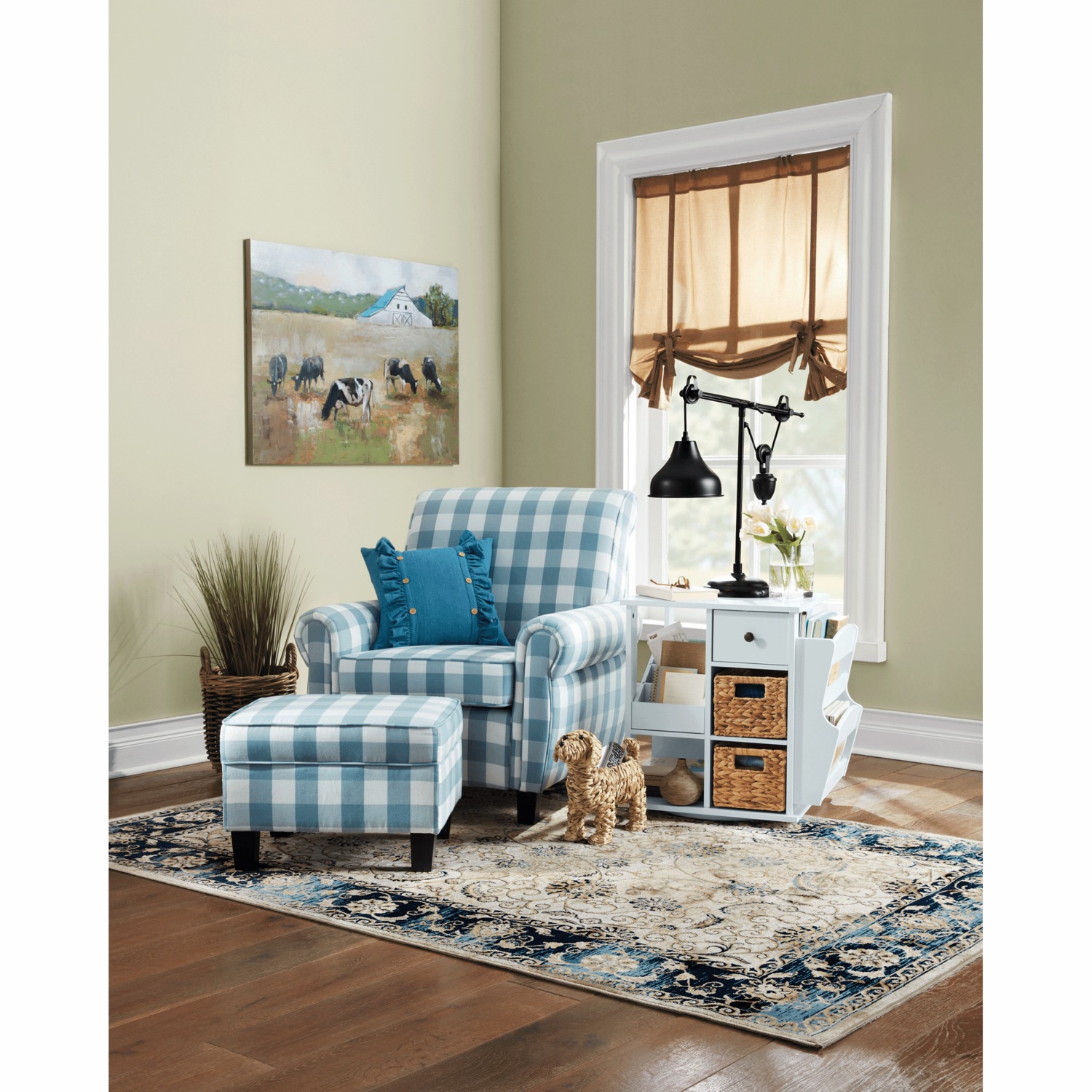 Buffalo Check Armchair and Ottoman Country Door