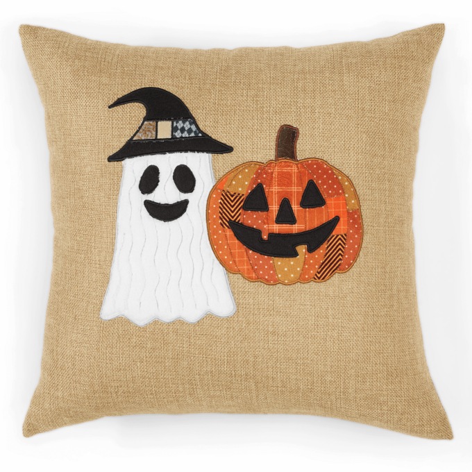 Quilted Friends Halloween Accent Pillow, Multi, large