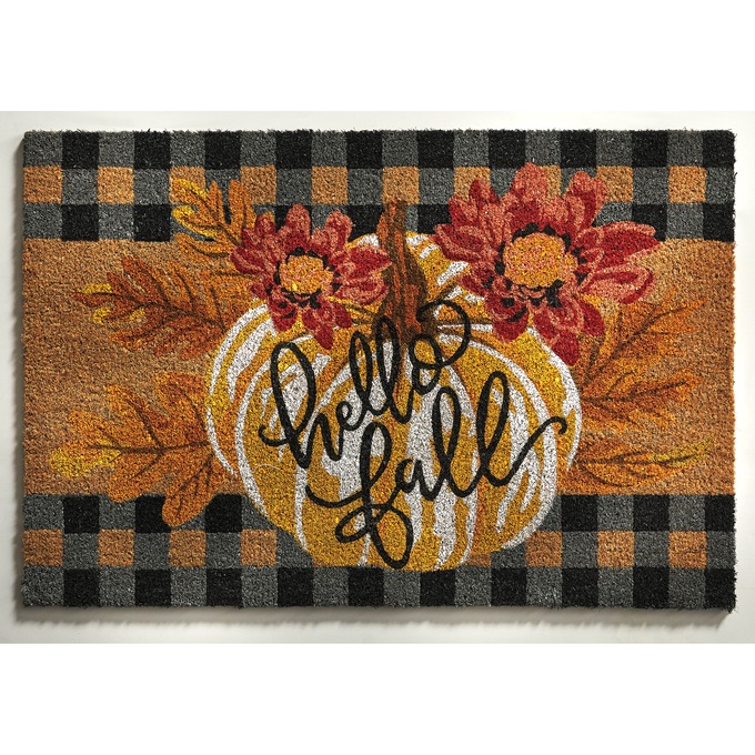 Hello Fall Indoor/Outdoor Coir Mat — 20" X 30", , large