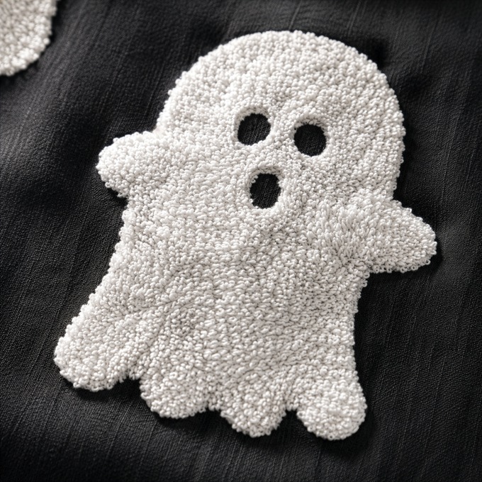 Tufted Chenille Halloween Shower Curtain, , large