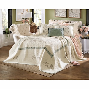 Vintage Treasure Embroidered Quilted Bedspread, , large