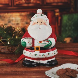 Pfaltzgraff Winterberry Santa Cookie Jar, , large