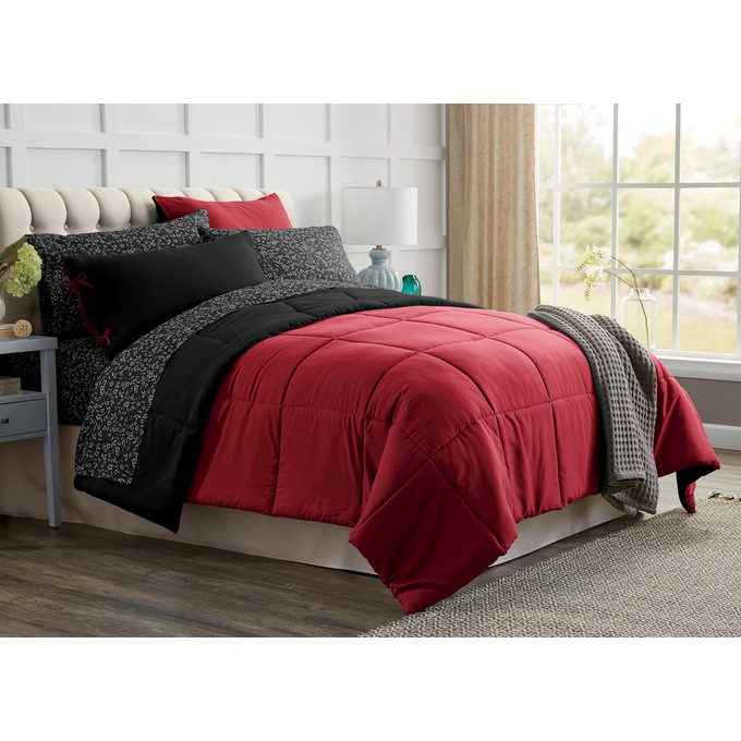 Color Connection Reversible Solid Down-Alternative Comforter Set, , large
