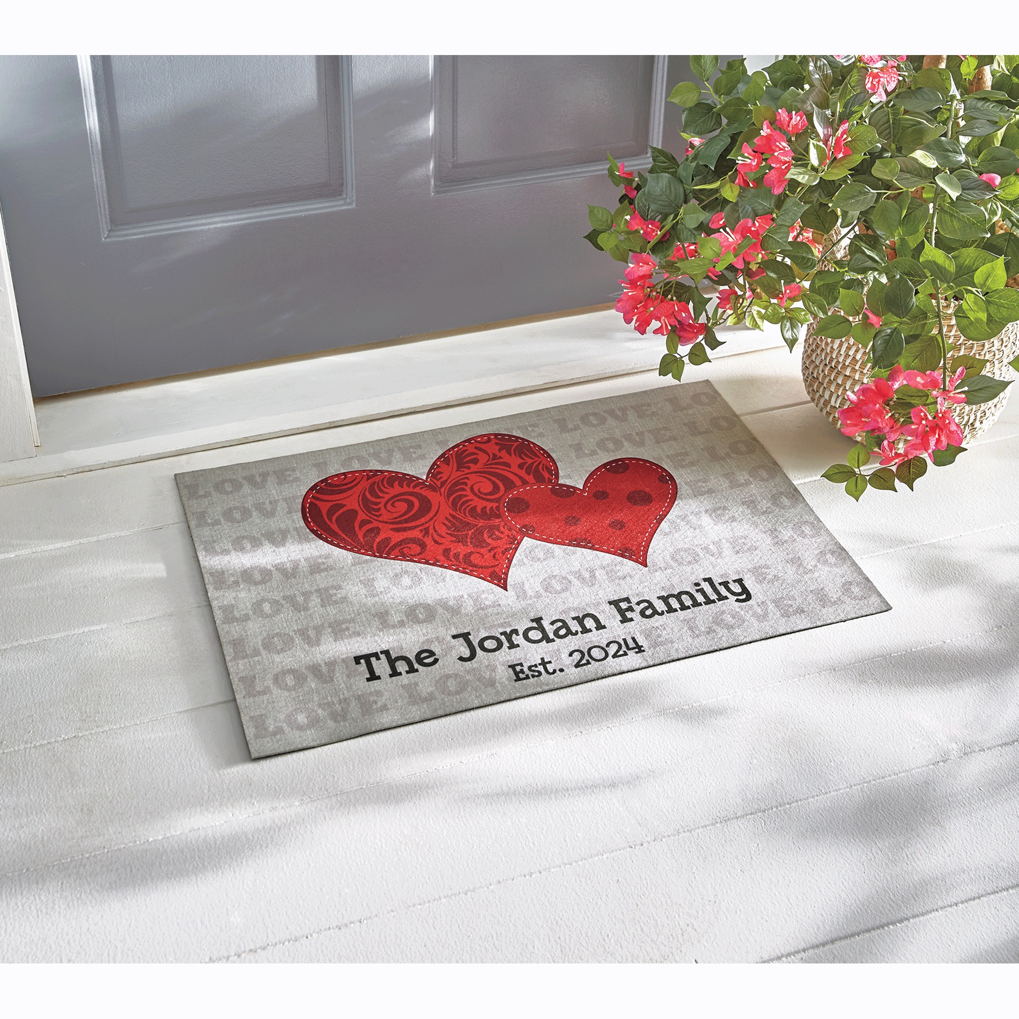 Personalized Indoor/Outdoor Hearts Mat Country Door