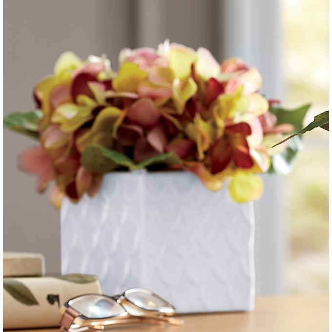 Hydrangea in Embossed Ceramic Pot, , large