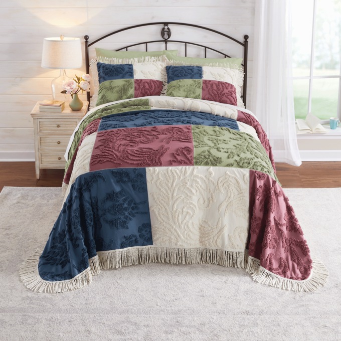 Tuscany Patch Chenille Bedspread, , large