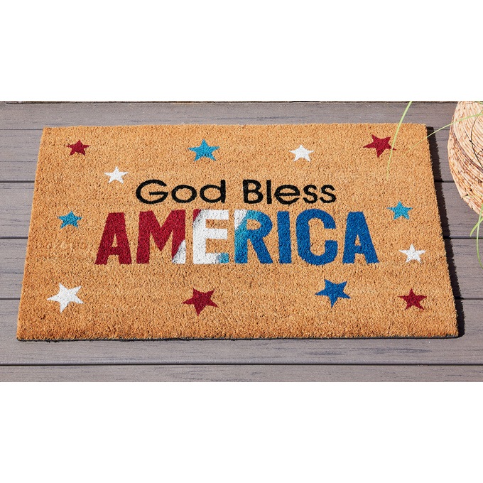 God Bless America Coir LED Mat - 20" X 30", , large