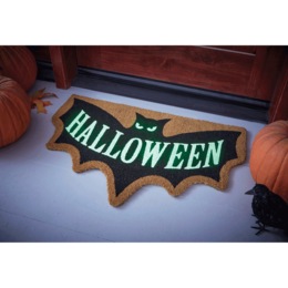 Glow-in-the-Dark Bat-Shaped Coir Mat 18&quot; x 30&quot;, , large