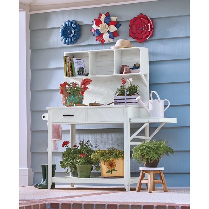 Set of 3 Metal Americana Flowers, , large