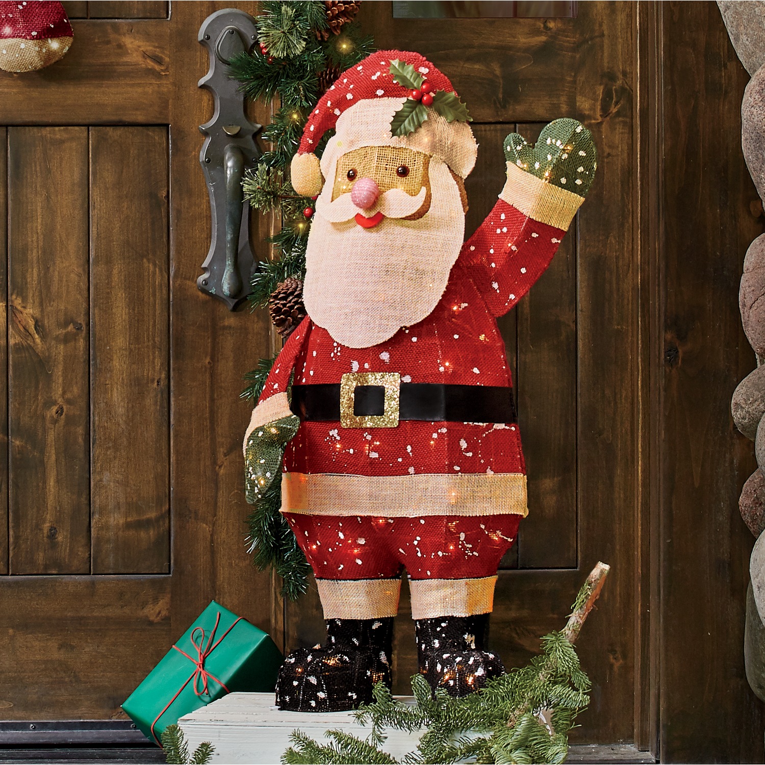 Lit Burlap Santa Lawn Decor Country Door