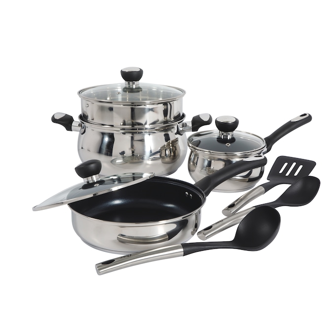 Oster Baldwyn 10-Piece Stainless Steel Cookware Set, , large