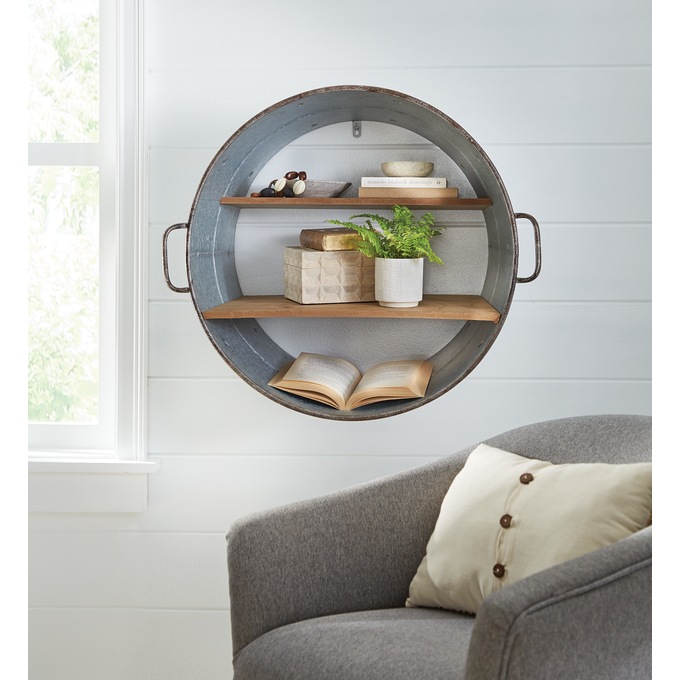 Galvanized Bucket Wall Shelf, , large