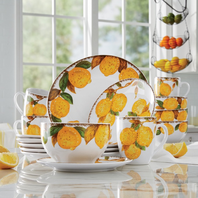 16 Piece Lucky Lemon Dinnerware Set Country Door