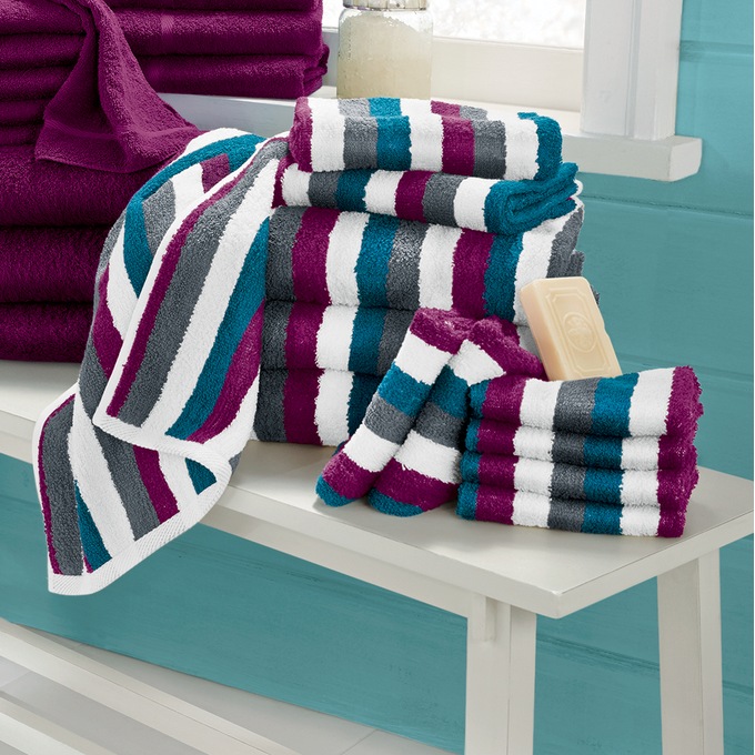 Fruit Stripe Bath Towel in Plum - Ethical Home Decor