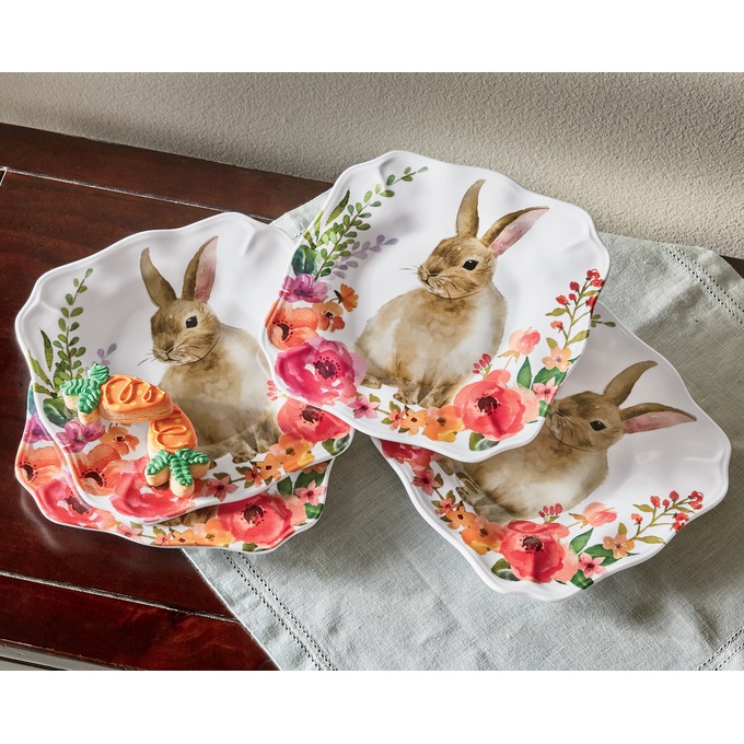 Set Of 4 Melamine Bunny Salad Plates Country Door