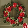 Lit Poinsettia Wreath, , large
