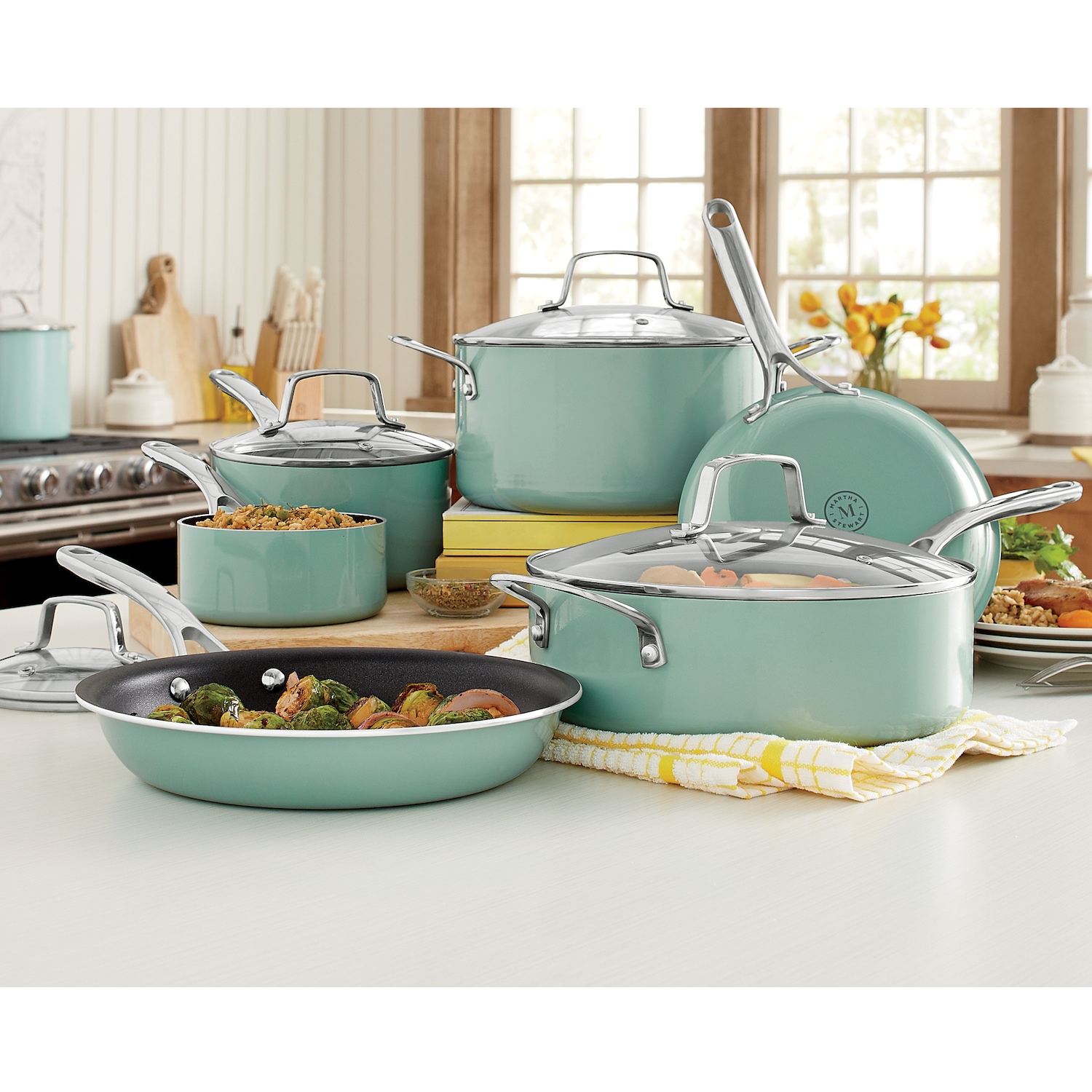 Martha Stewart 10Piece Nonstick Aluminum Cookware Set Country Door
