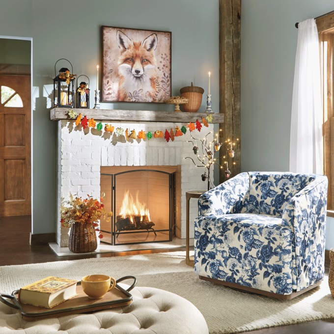 Tierney Swivel Arch-Back Chair, Blue White, large