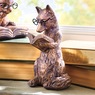 Hand-Painted Resin Reading Critter Figurine - Fox or Squirrel with Book, , large