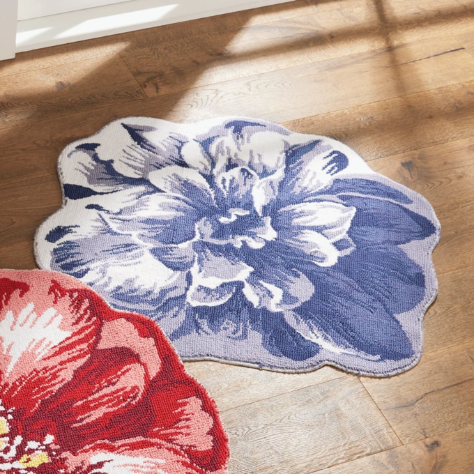 Indoor/Outdoor Figural Floral Mat - 36" x 36", Purple, large