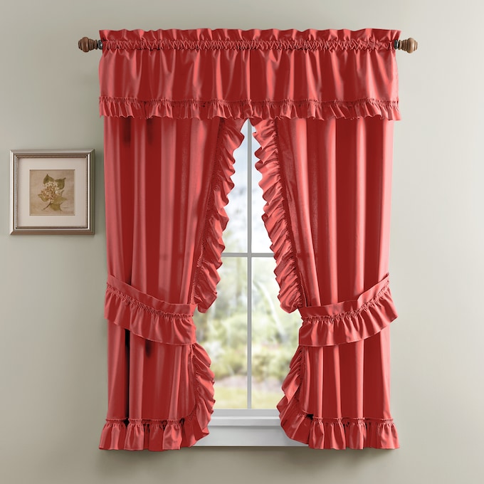 Mayfair Romantic Priscilla Ruffled Semi-Sheer Panel Pair with Tieback, , large