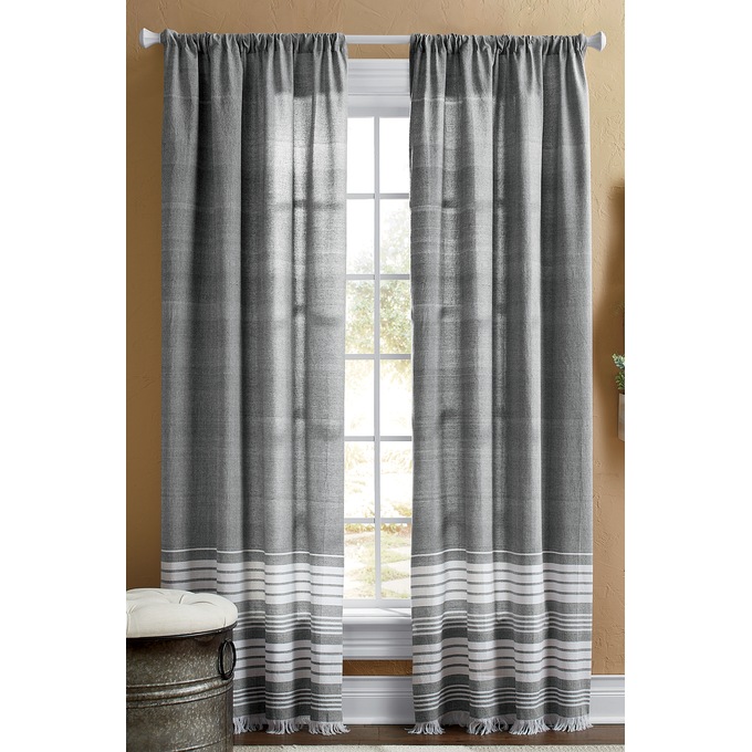 Yarn-Dyed Stripe Panel with Fringe, , large