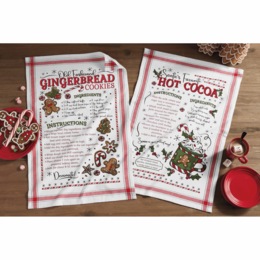 Set of 2 Recipe Printed Towels, , large