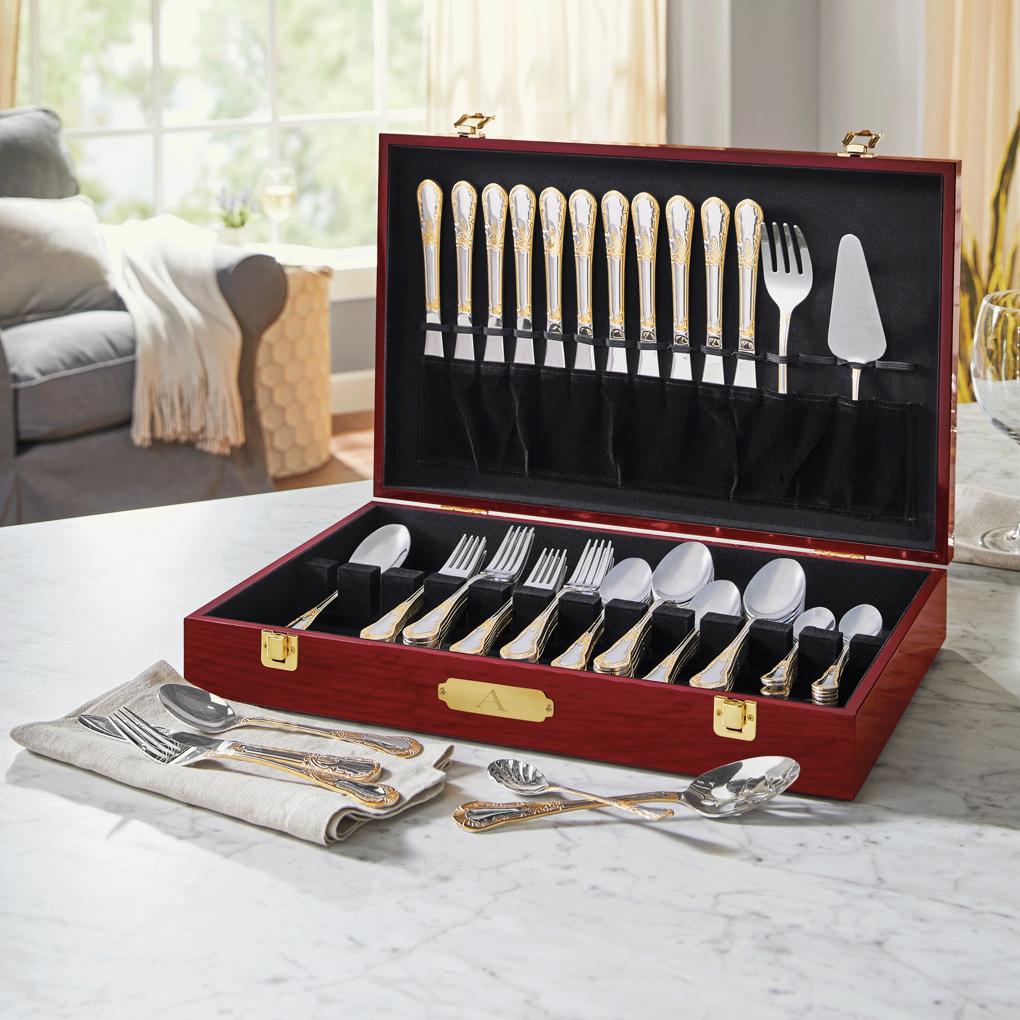 77-Piece Isabella Flatware Set with Case, , large