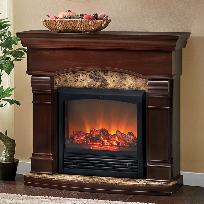 Faux Marble Fireplace, , large