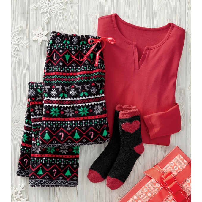 3-Piece Holiday Joy PJ Set, , large