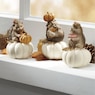 Set of 3 Hedgehogs on White Pumpkins, , large
