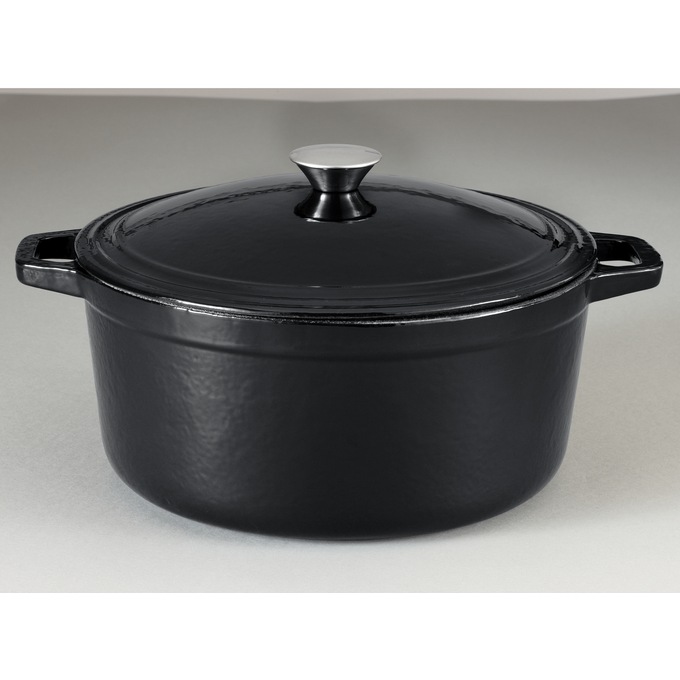 7-Qt. Enameled Cast Iron Casserole with Lid, Black, large