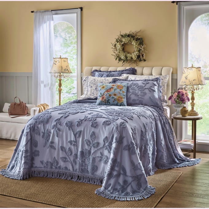Alice Floral Chenille Bedspread, , large