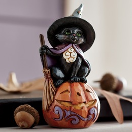 Jim Shore Black Cat On Pumpkin Figurine, , large