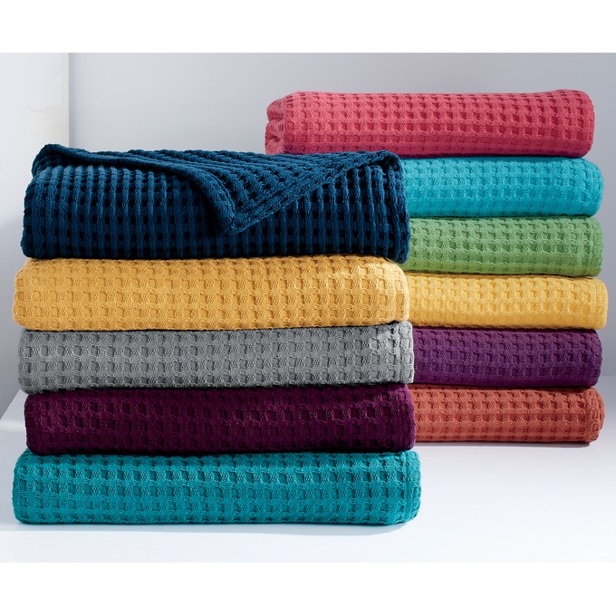 Color Connection Cotton Waffle Weave Blanket, , large