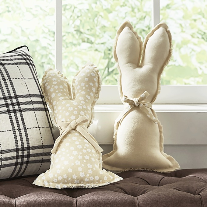 Set of 2 Bunny Silhouette Pillows, , large
