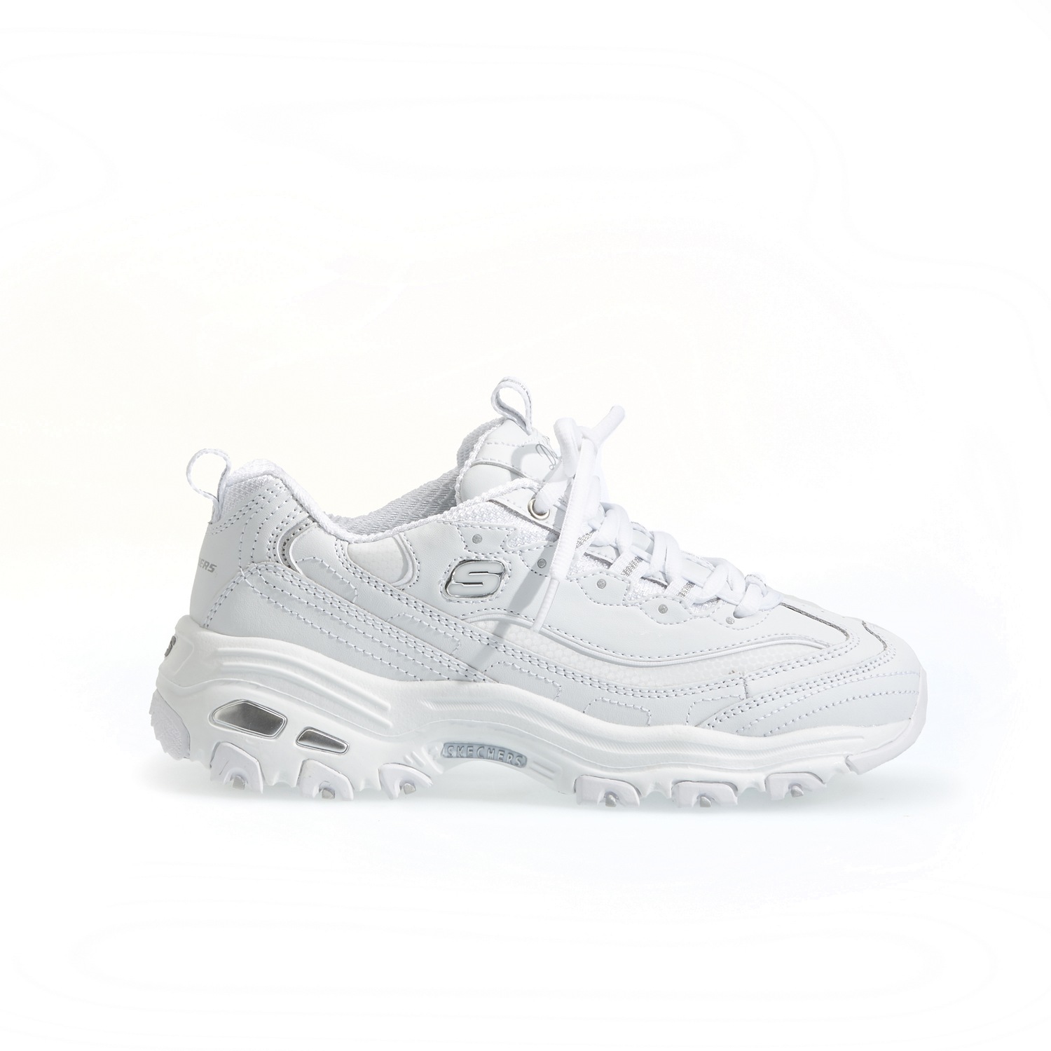 Skechers d lite white silver top