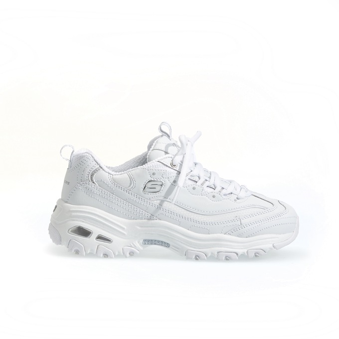 Women's Skechers D'Lites Fresh Start Shoe, White Silver, large