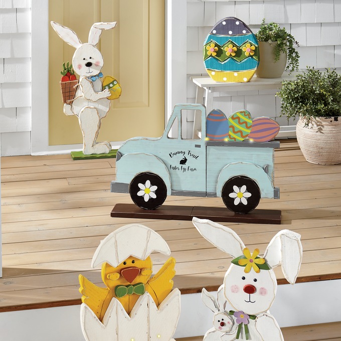 Chunky Wood Cutouts Easter Farmhouse Truck, , large