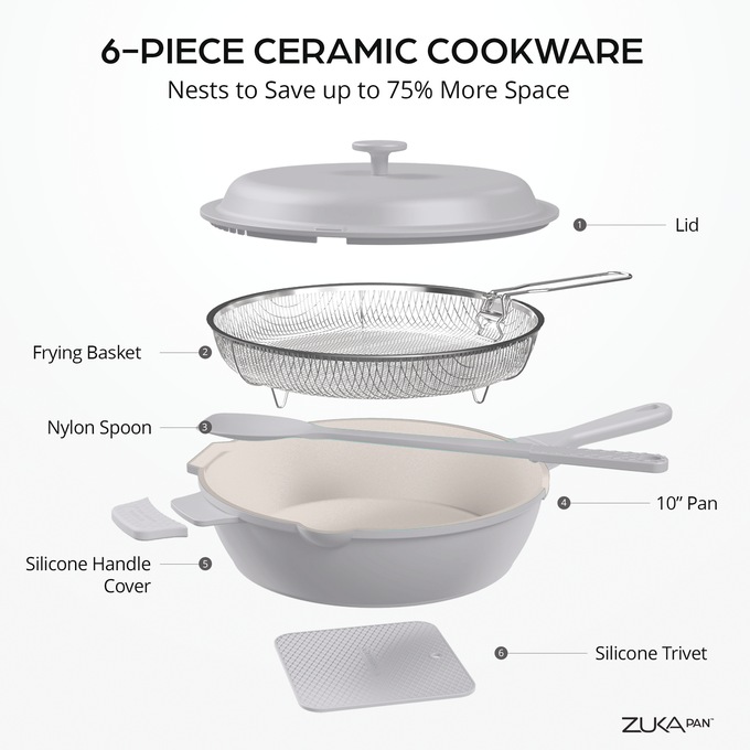 Granitestone 10" Zuka Pan, Gray, large