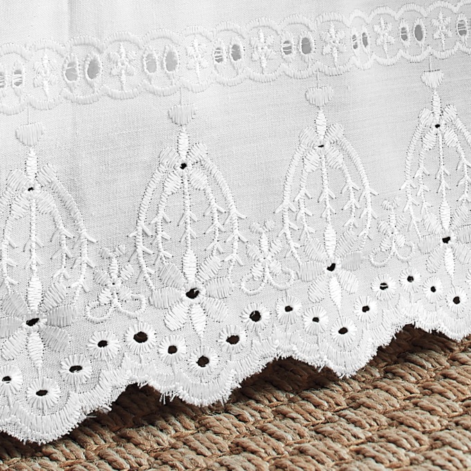 Scalloped Eyelet Cotton Bedskirt, , large