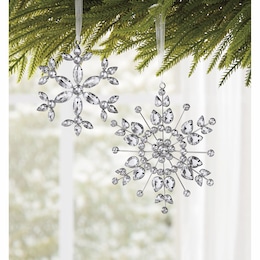 Set of 2 Jeweled Snowflakes, , large