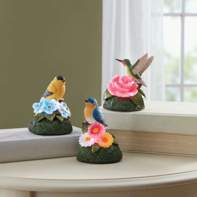 Set of 3 Lit Birds, , large