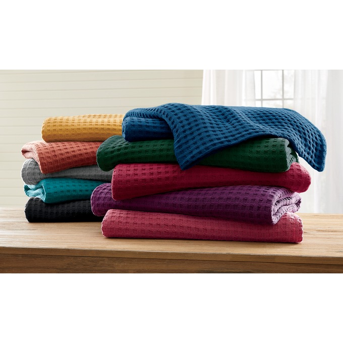 Color Connection Cotton Waffle Weave Blanket, , large