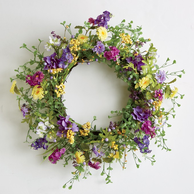 Purple and Yellow Floral Wreath, , large