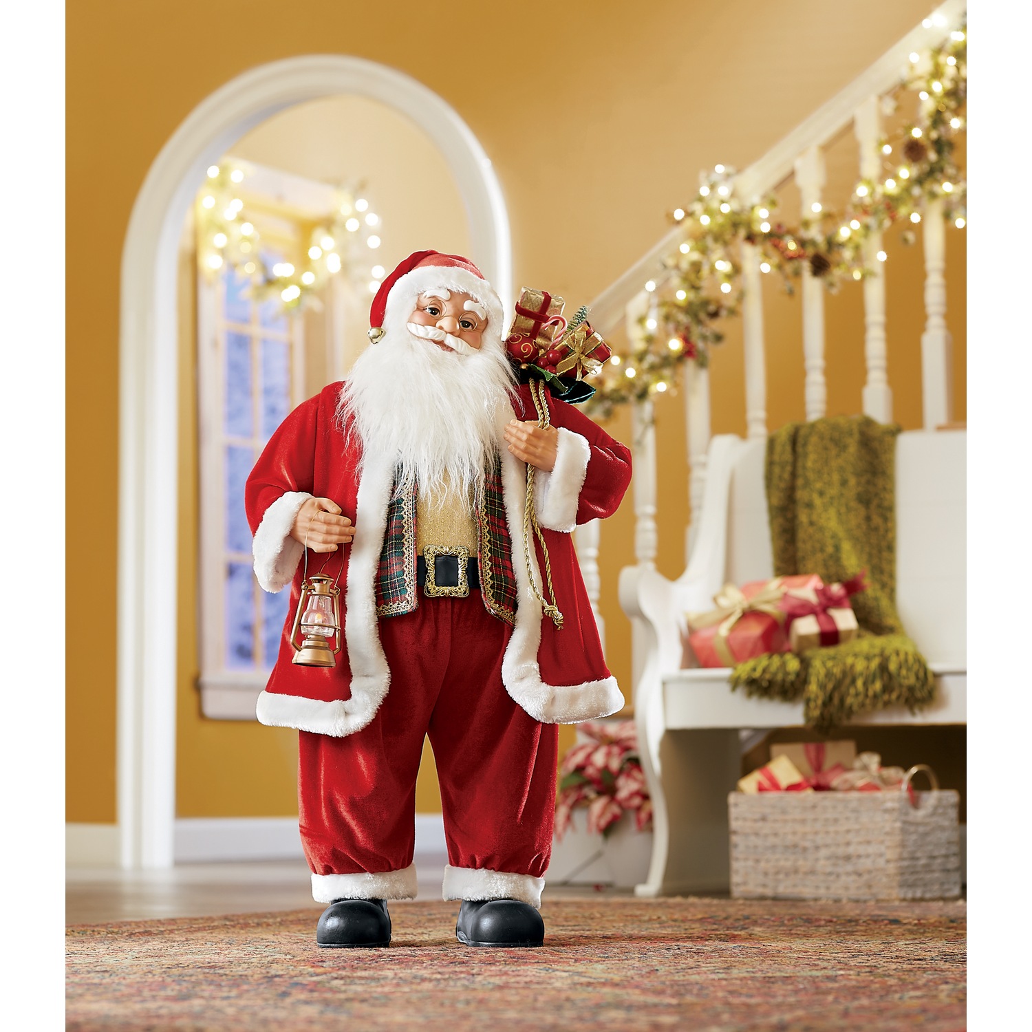 Animated Santa with Gift Bag and Lantern | Country Door