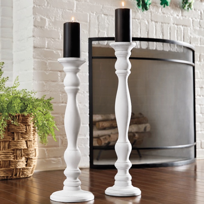Set of 2 Farmhouse Floor Candleholders, , large