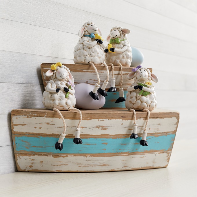 Set of 4 Lamb Shelf Sitters, , large